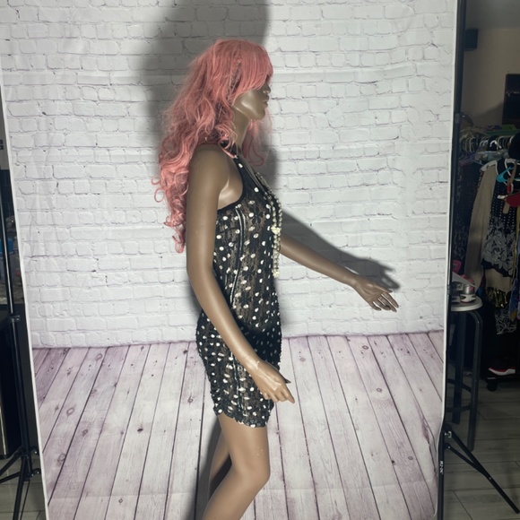 Size Small Black Transparent Dress with White Polk a dots “Papaya” - Picture 2 of 5